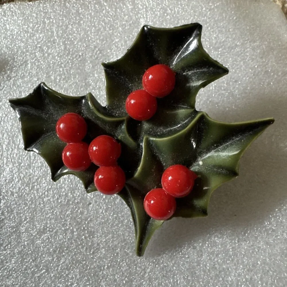 Vintage Holly Berry Brooch Pin